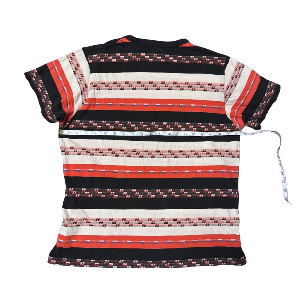 Vintage Levis Casuals of California Striped Pocket T-Shirt Black Orange Mens M L - Picture 2 of 5